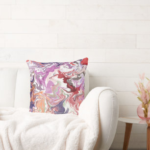 Abstraktes Rotes Kissen aus Marmor - Moderne Flüss