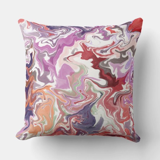 Abstraktes Rotes Kissen aus Marmor - Moderne Flüss (Vorderseite)