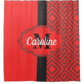 Abstraktes rotes Muster Duschvorhang (Vorderseite)