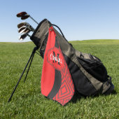 Abstraktes rotes Muster Golfhandtuch (Gras)