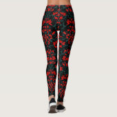 Abstraktes rotes Muster Leggings (Rückseite)