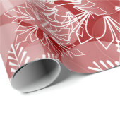 Abstraktes rotes Muster mit weißen Schneeflocken Geschenkpapier (Rolleneckpunkt)