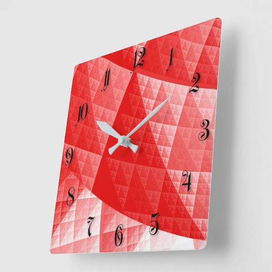 Abstraktes Rotes Muster Quadratische Wanduhr (Winkel)