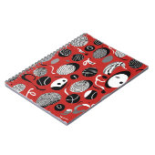 Abstraktes rotes Notebook - Schwarz-Weiß-Muster Notizblock (Linke Seite)