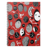 Abstraktes rotes Notebook - Schwarz-Weiß-Muster Notizblock (Vorderseite)