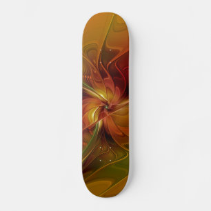 Abstraktes Rotes Orange Brown Green Fraktal Art Skateboard