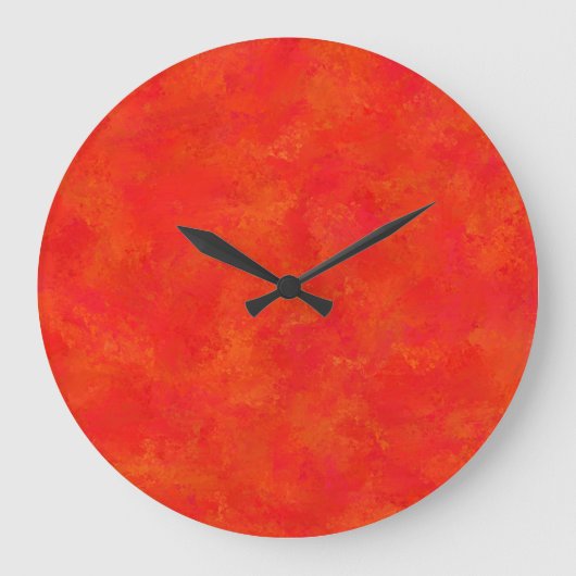 Abstraktes rotes Orangenmuster Große Wanduhr (Vorderseite)