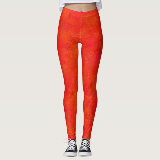 Abstraktes rotes Orangenmuster Leggings (Vorderseite)