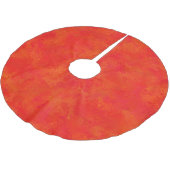 Abstraktes rotes Orangenmuster Polyester Weihnachtsbaumdecke (Schrägansicht)