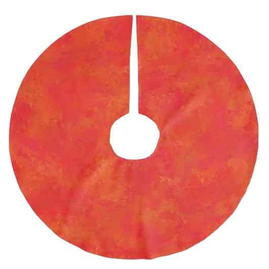Abstraktes rotes Orangenmuster Polyester Weihnachtsbaumdecke (Vorderseite)