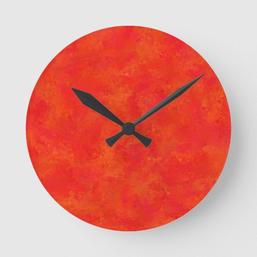 Abstraktes rotes Orangenmuster Runde Wanduhr (Vorderseite)