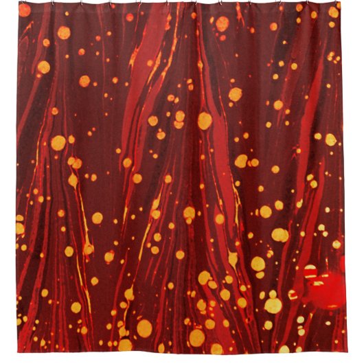 ABSTRAKTES ROTES PAPIER MIT GOLDSPLASHEN DUSCHVORHANG (Vorderseite)