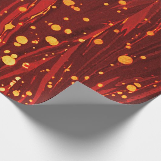ABSTRAKTES ROTES PAPIER MIT GOLDSPLASHEN GESCHENKPAPIER (Ecke)