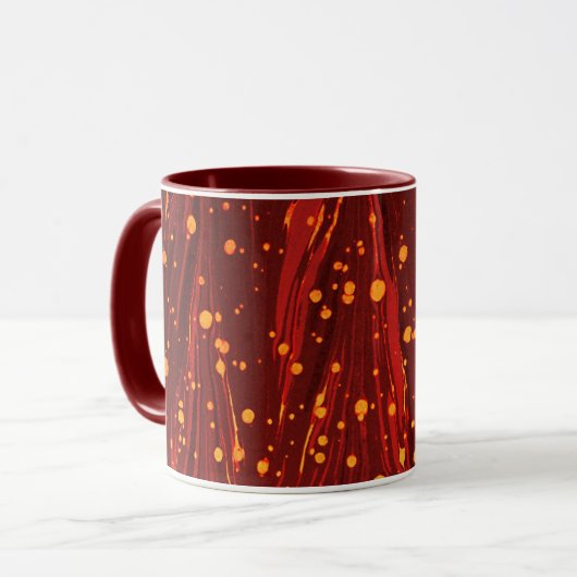 ABSTRAKTES ROTES PAPIER MIT GOLDSPLASHEN TASSE (Vorderseite Links)