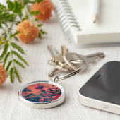 Abstraktes rotes Rosenkunst-Monogramm Schlüsselanhänger (Seite)