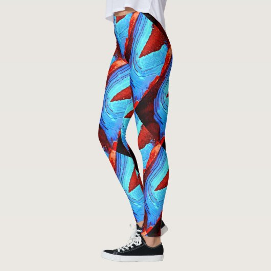 abstraktes Rotes Rotes Eis Leggings (Links)