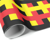 Abstraktes Rotes, schwarz und gelb Geschenkpapier (Rolleneckpunkt)