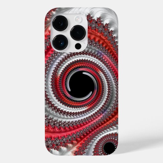 Abstraktes Rotes Schwarzes Gradient Spiral Fraktal Case-Mate iPhone Hülle (Rückseite)
