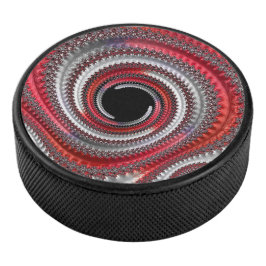 Abstraktes Rotes Schwarzes Gradient Spiral Fraktal Eishockey Puck