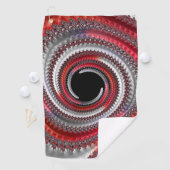 Abstraktes Rotes Schwarzes Gradient Spiral Fraktal Golfhandtuch (Insitu)