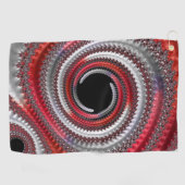 Abstraktes Rotes Schwarzes Gradient Spiral Fraktal Golfhandtuch (Horizontal)