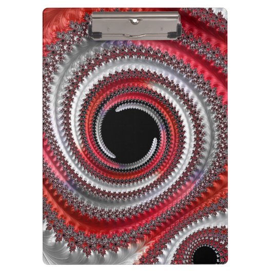 Abstraktes Rotes Schwarzes Gradient Spiral Fraktal Klemmbrett (Vorderseite)
