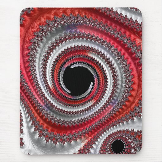 Abstraktes Rotes Schwarzes Gradient Spiral Fraktal Mousepad (Vorne)