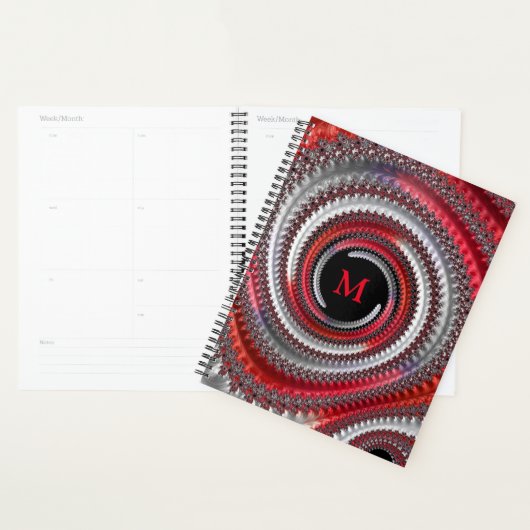 Abstraktes Rotes Schwarzes Gradient Spiral Fraktal Planer (Anzeige)