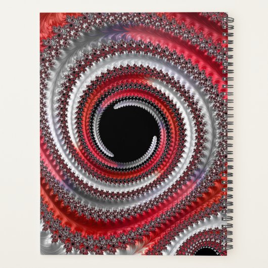 Abstraktes Rotes Schwarzes Gradient Spiral Fraktal Planer (Rückseite)