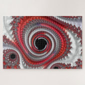 Abstraktes Rotes Schwarzes Gradient Spiral Fraktal Puzzle (Horizontal)