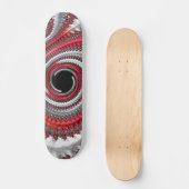 Abstraktes Rotes Schwarzes Gradient Spiral Fraktal Skateboard (Vorderseite)