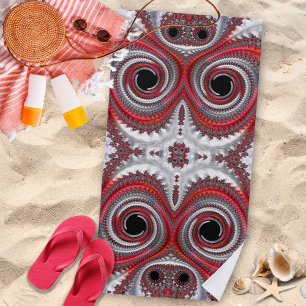 Abstraktes Rotes Schwarzes Gradient Spiral Fraktal Strandtuch