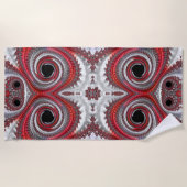 Abstraktes Rotes Schwarzes Gradient Spiral Fraktal Strandtuch (Vorderseite)