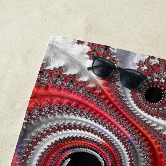 Abstraktes Rotes Schwarzes Gradient Spiral Fraktal Strandtuch (Beispiel)