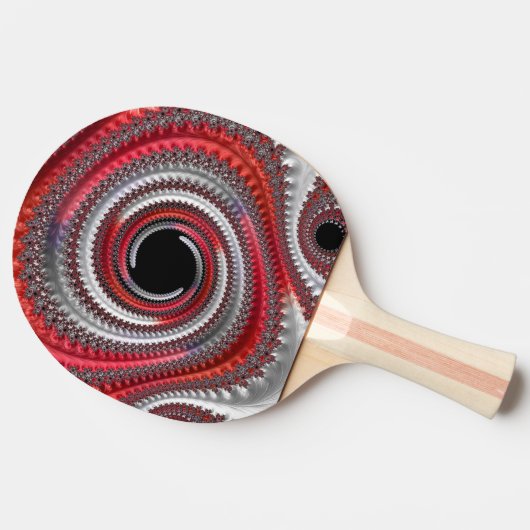 Abstraktes Rotes Schwarzes Gradient Spiral Fraktal Tischtennis Schläger (Seitenansicht)