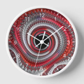 Abstraktes Rotes Schwarzes Gradient Spiral Fraktal Uhr (Vorderseite)