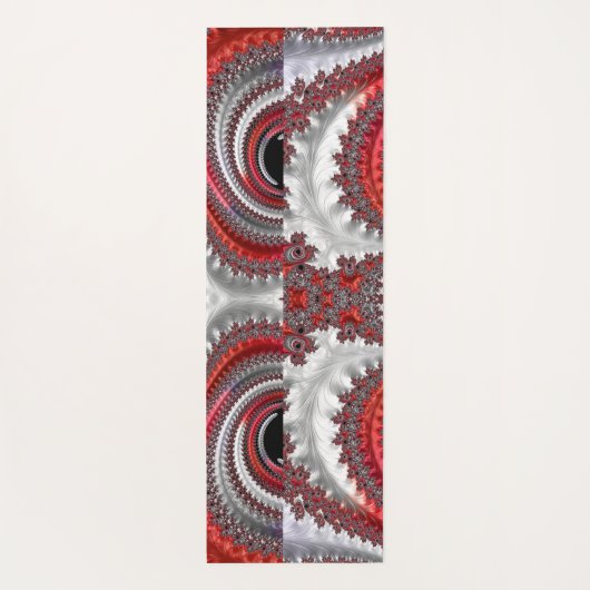 Abstraktes Rotes Schwarzes Gradient Spiral Fraktal Yogamatte (Rückseite)