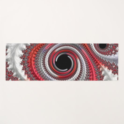 Abstraktes Rotes Schwarzes Gradient Spiral Fraktal Yogamatte (Vorderseite (Horizontal))