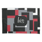 Abstraktes rotes, schwarzes und weißes Muster Kissenbezug (Vorderseite-Links)