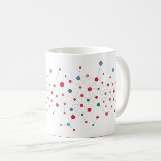 Abstraktes rotes und blaues geometrisches Muster Kaffeetasse (VorderseiteRechts)