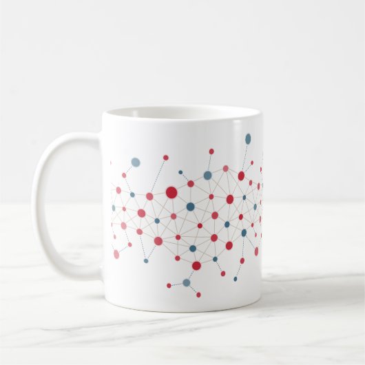 Abstraktes rotes und blaues geometrisches Muster Kaffeetasse (Links)