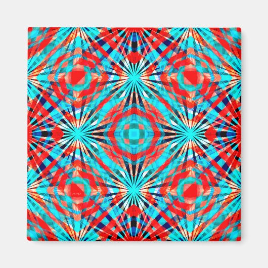 Abstraktes rotes und blaues Muster Magnet (Vorne)