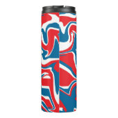 Abstraktes, rotes und blaues Muster Thermosbecher (Rückseite)