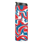 Abstraktes, rotes und blaues Muster Thermosbecher (Nach rechts gedreht)