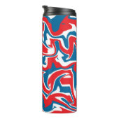 Abstraktes, rotes und blaues Muster Thermosbecher (Nach rechts gedreht)