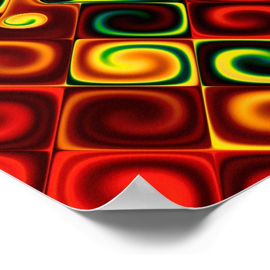 Abstraktes rotes und gelbes Muster Poster (Ecke)