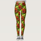 Abstraktes rotes und grünes Muster Leggings (Vorderseite)