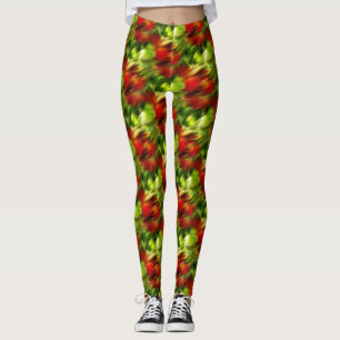 Abstraktes rotes und grünes Muster Leggings