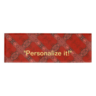 Abstraktes, rotes und schwarzes Design gekachelt u Namenschild
