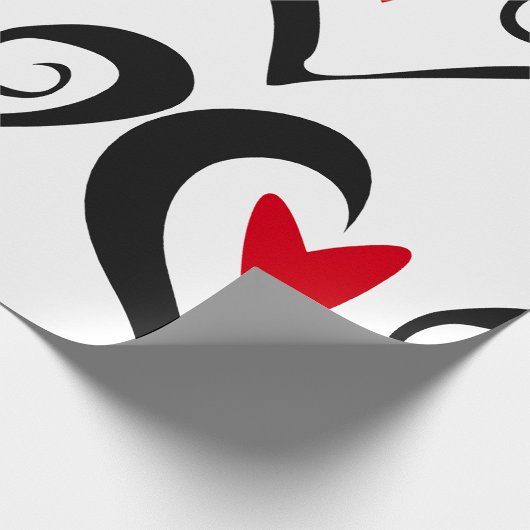 Abstraktes Rotes und Schwarzes Herz Modernes Roman Geschenkpapier